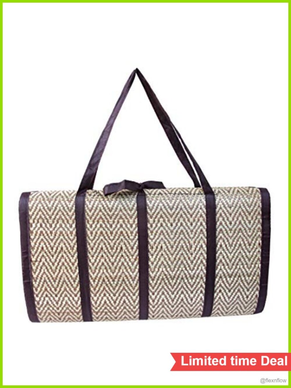 Handwoven Thai Reed Straw Beach Mat for Yoga Camping Festivals Foldable